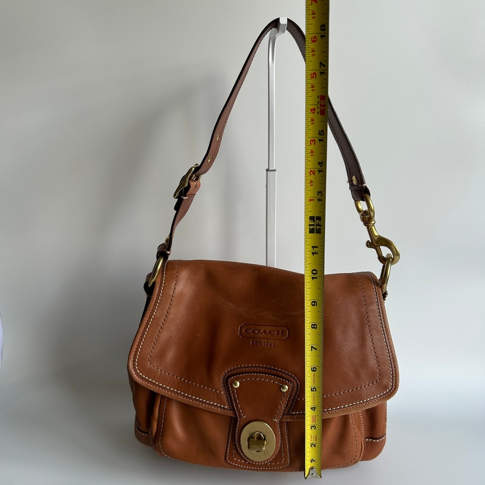 Coach Brown Leather Shoulder Bag with Brass Hardware - Picture 15 of 16